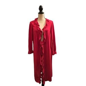 Hot in Hollywood Long Red Ruffled Cardigan